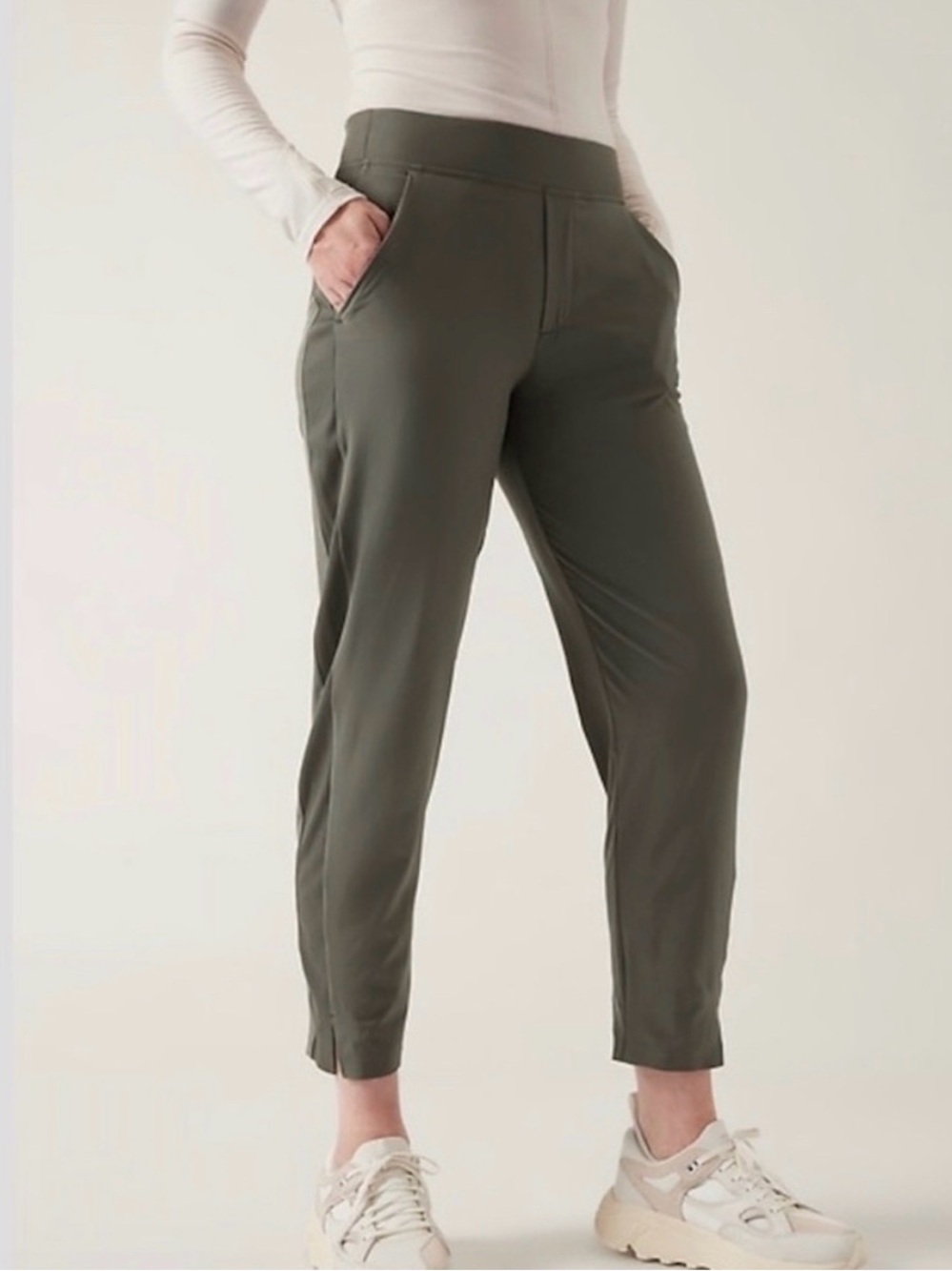 Athleta Brooklyn Ankle Pant in Olive Green Women Size 2‎ Lightweight Travel